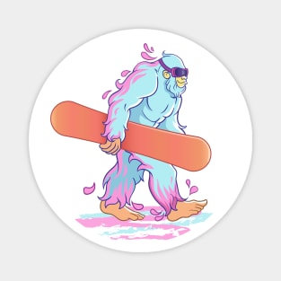 Yeti Goes Snowboarding Magnet